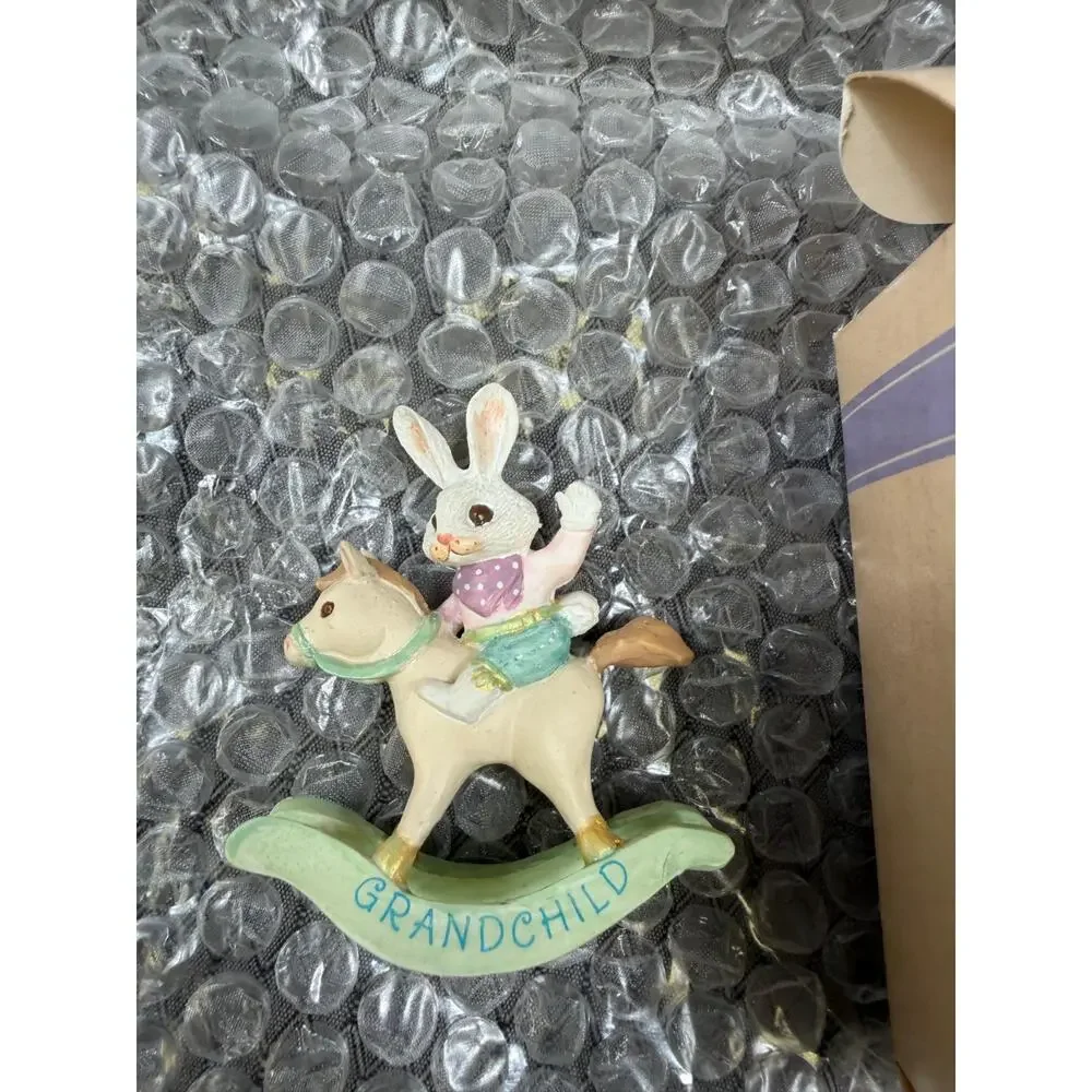 1991 Hallmark Easter Spring Ornament Grandchild Rabbit on Rocking Horse NEW